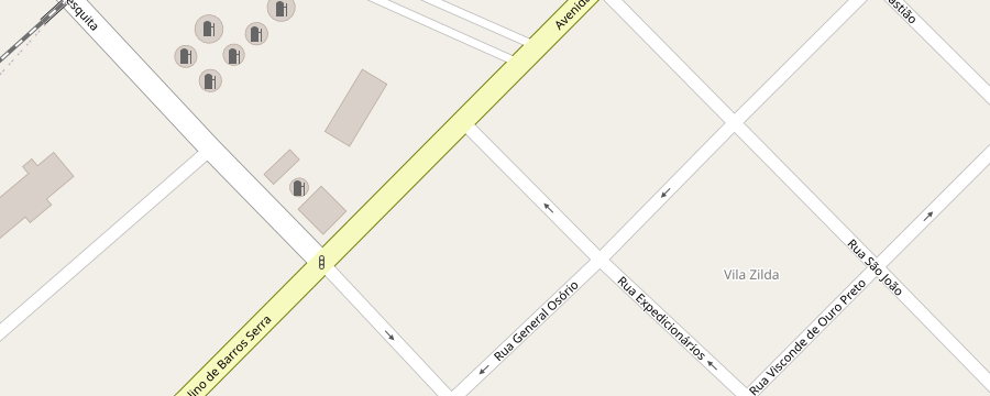 Mapa do último quarteirão da Rua Expedicionários com a Avenida Cenobelino de Barros Serra